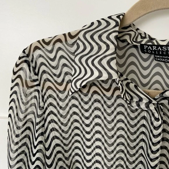 Parasuco Funky Black and White Striped Sheer Blouse - Picture 9 of 13